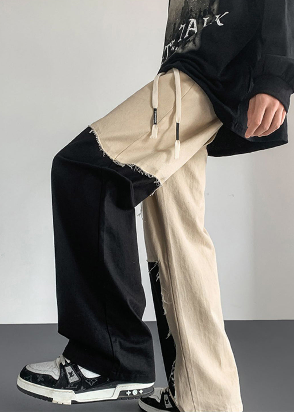 Cotton Patchwork Clothing Diy Pants Asymmetrical