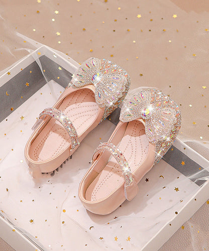 Shoes Zircon Kids Strap Diy Buckle Beige Flat