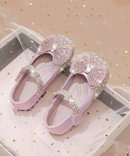 Shoes Zircon Kids Strap Diy Buckle Beige Flat