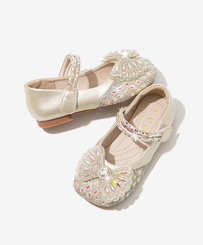 Shoes Zircon Kids Strap Diy Buckle Beige Flat
