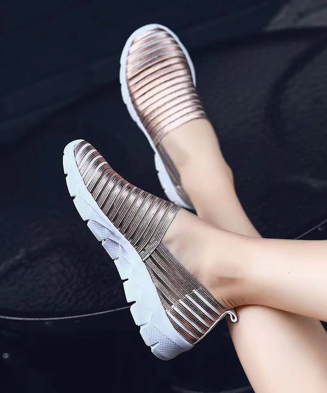 Diy Gold Soft Flat Shoes Breathable Elastic Fabric Rt1020