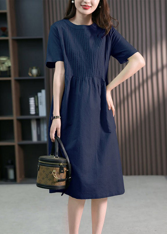Diy Green O-neck Wrinkled Linen Maxi Dress Short Sleeve Ly1763