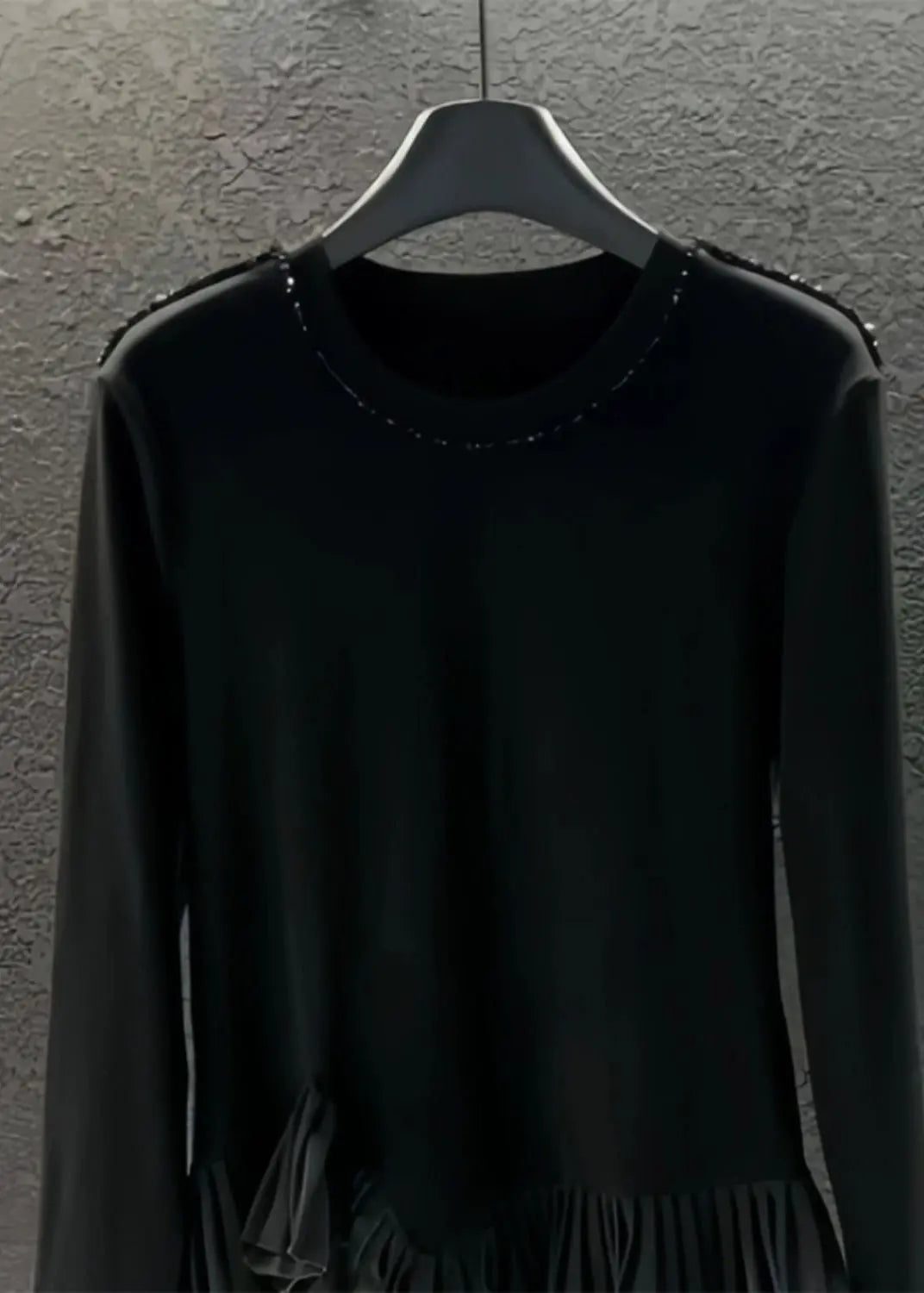 Diy Grey Asymmetrical Patchwork Wrinkled Cotton Sweatshirts Top Spring Ha1024