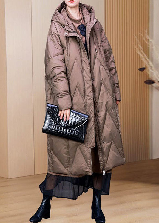 Diy Khaki Hooded Drawstring Oversized Duck Down Down Coat Winter Ac2047