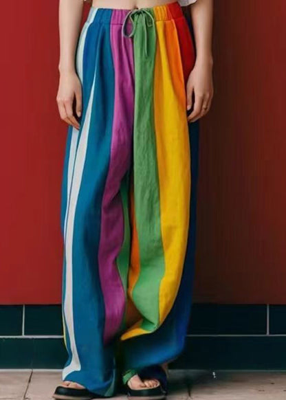 Diy Multicolour Oversized Linen Wide Leg Pants Spring Yk036