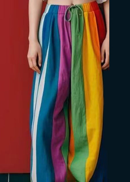 Diy Multicolour Oversized Linen Wide Leg Pants Spring Yk036
