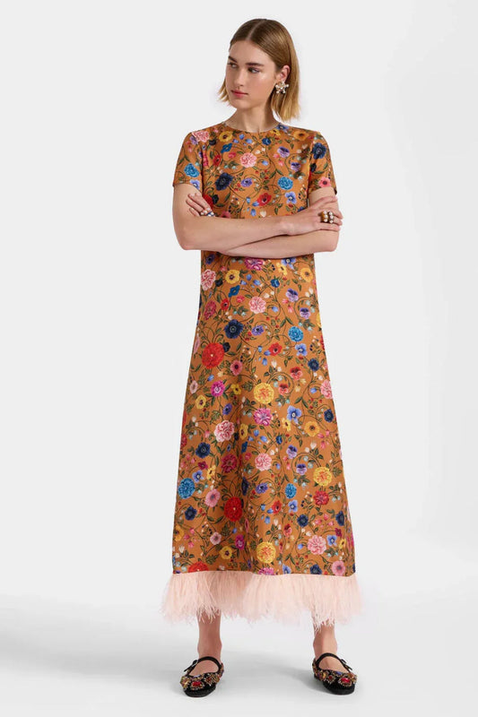 - Printed Feather - Hem Dress