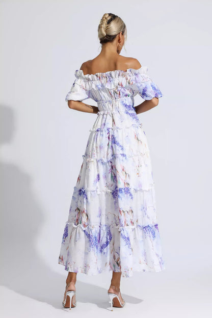Danielle Purple Ruched Maxi Dress