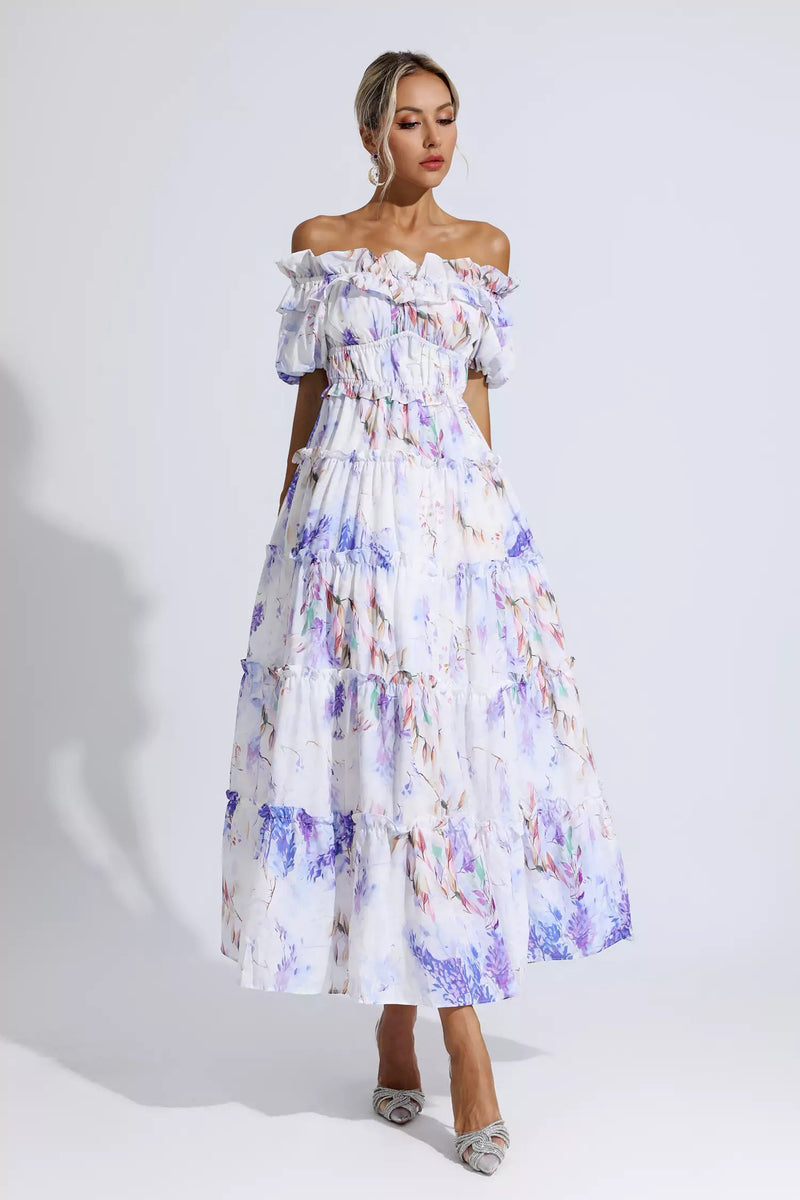 Danielle Purple Ruched Maxi Dress