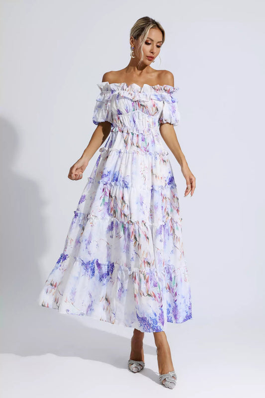 Danielle Purple Ruched Maxi Dress