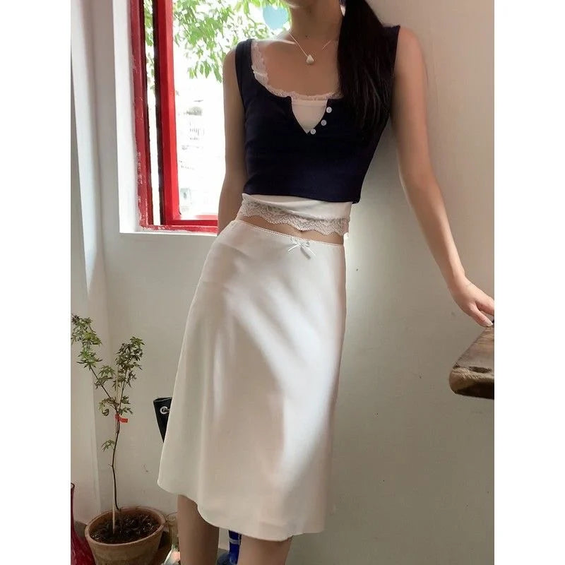 Dressbetty - White Ruffle Mid Skirt