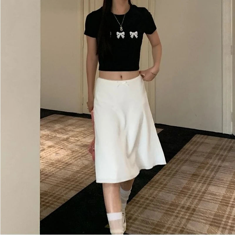 Dressbetty - White Ruffle Mid Skirt