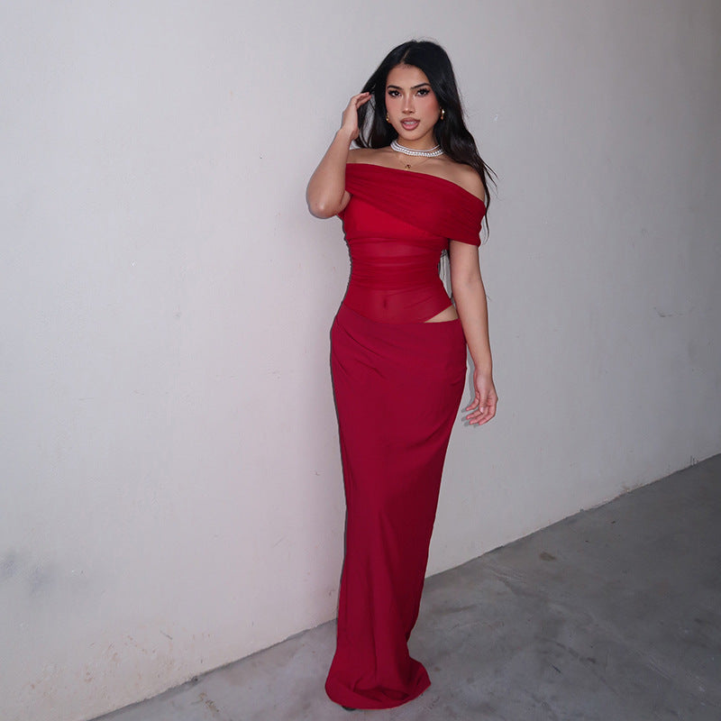 Maisy | Off-shoulder Mesh Maxi Dress