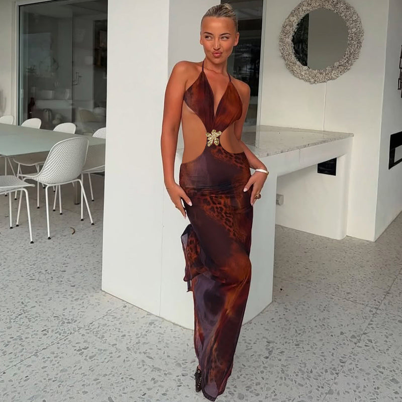 Tiana | Slim-fit Open Back Cutout Maxi Dress