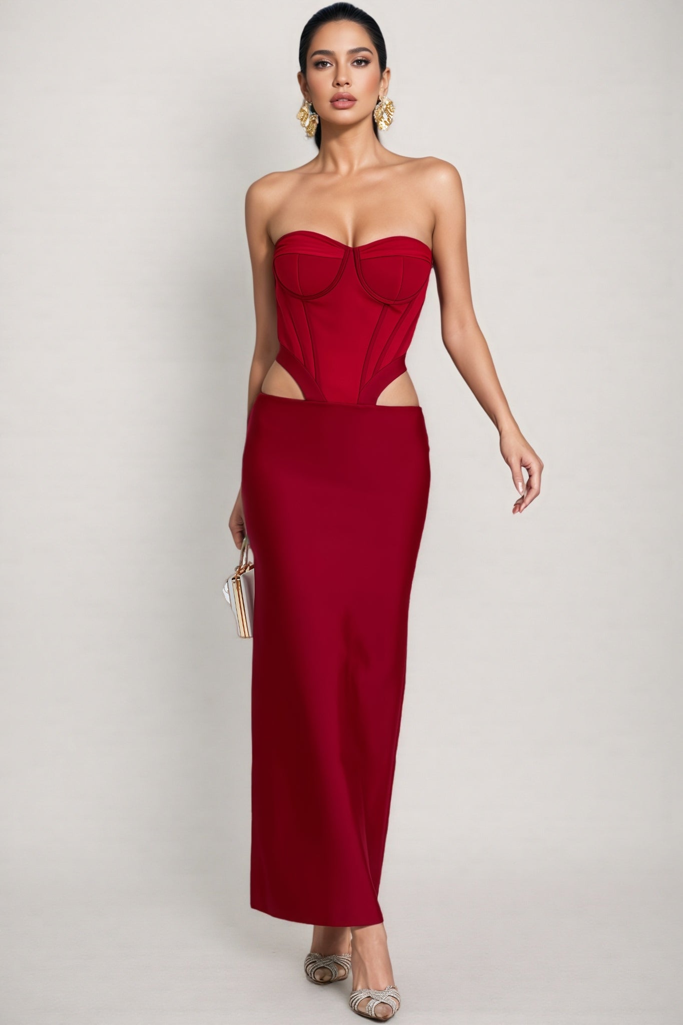 Kila Red Cut Out Maxi Dress