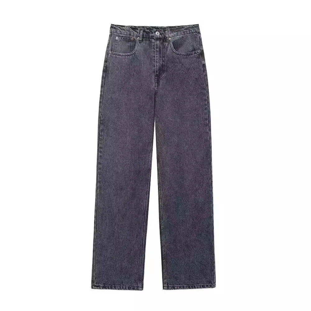 High Waist Denim Patchwork Pants Distressed Ripped Jeans