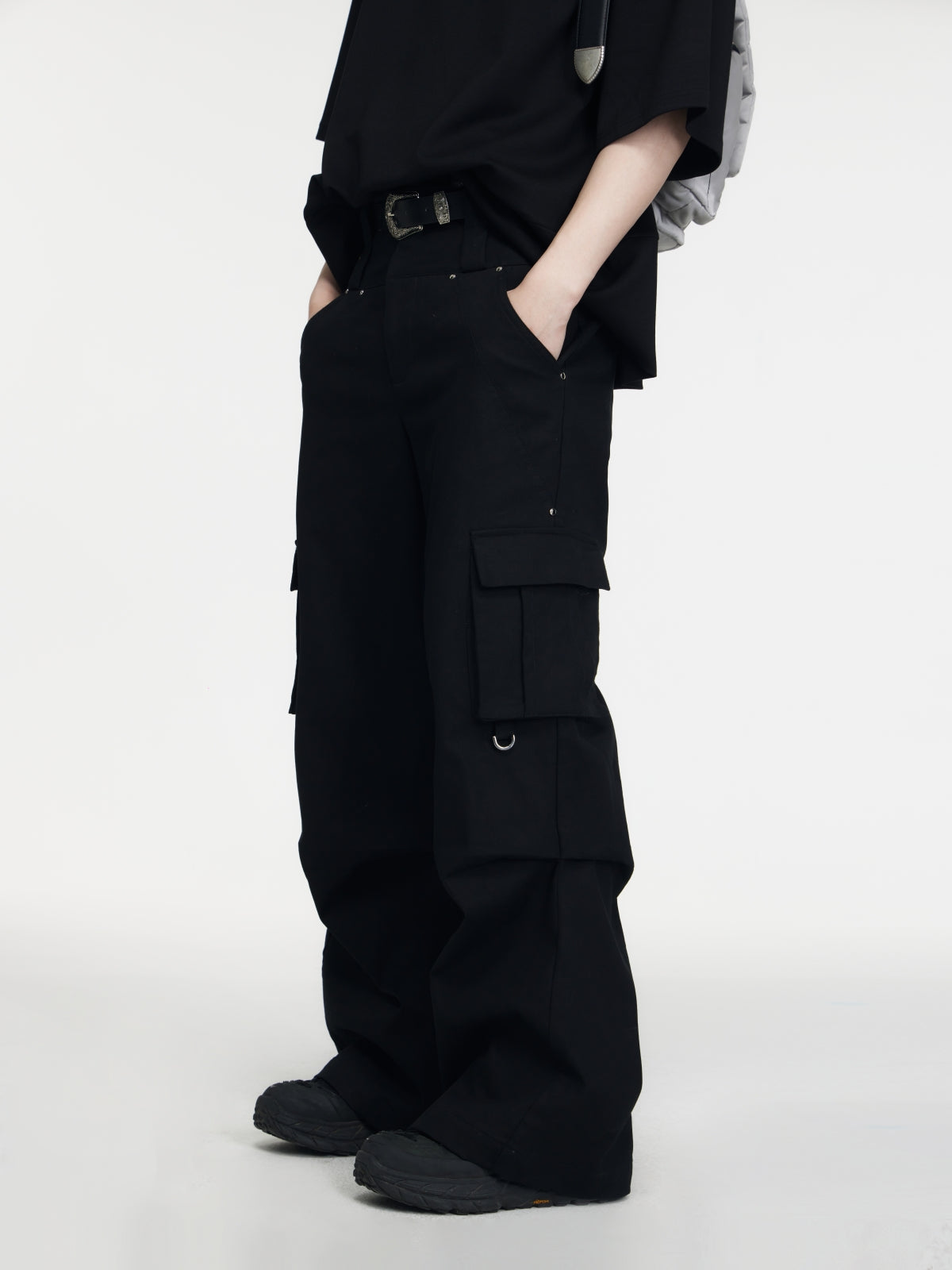 Double Belted Cargo Wide-leg Pants