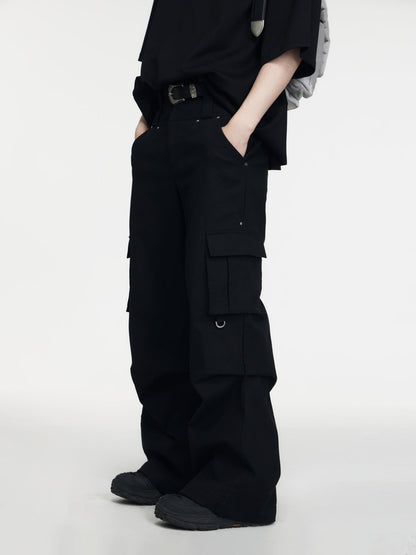 Double Belted Cargo Wide-leg Pants