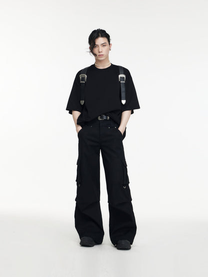 Double Belted Cargo Wide-leg Pants