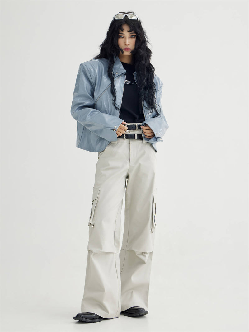 Double Belted Cargo Wide-leg Pants