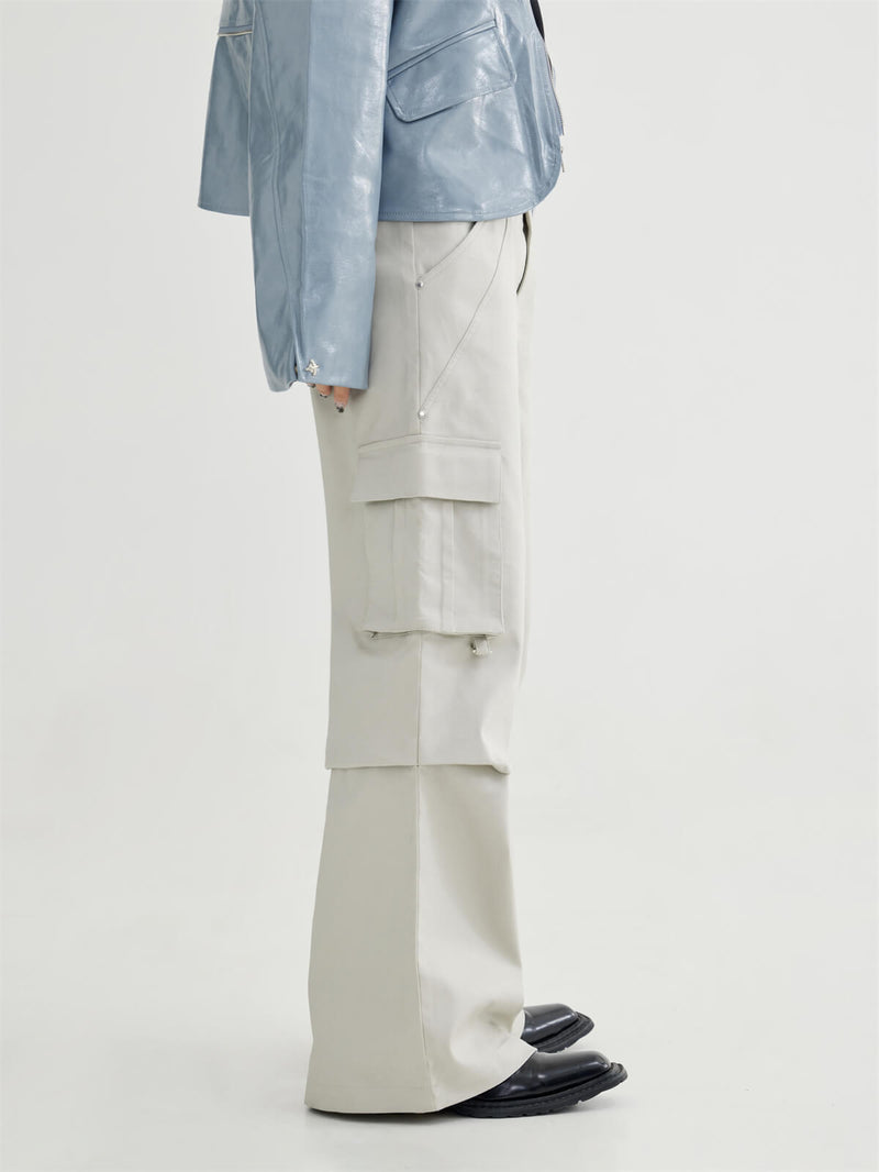 Double Belted Cargo Wide-leg Pants
