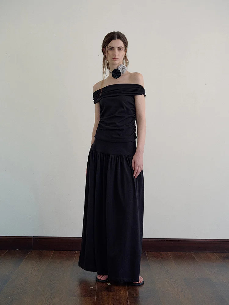 Dressbetty - Color Draping Knitted Pleated Skirt