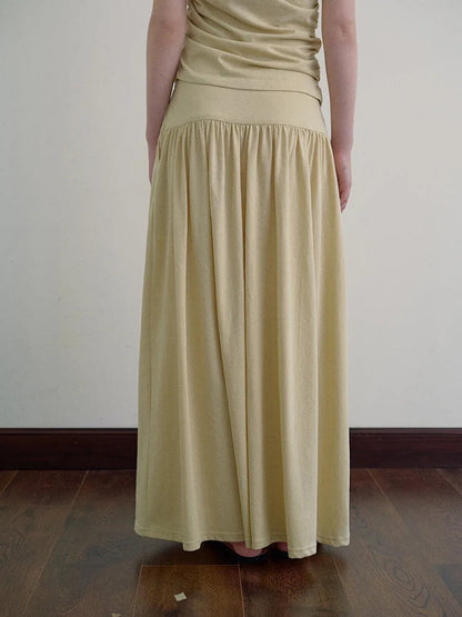 Dressbetty - Color Draping Knitted Pleated Skirt