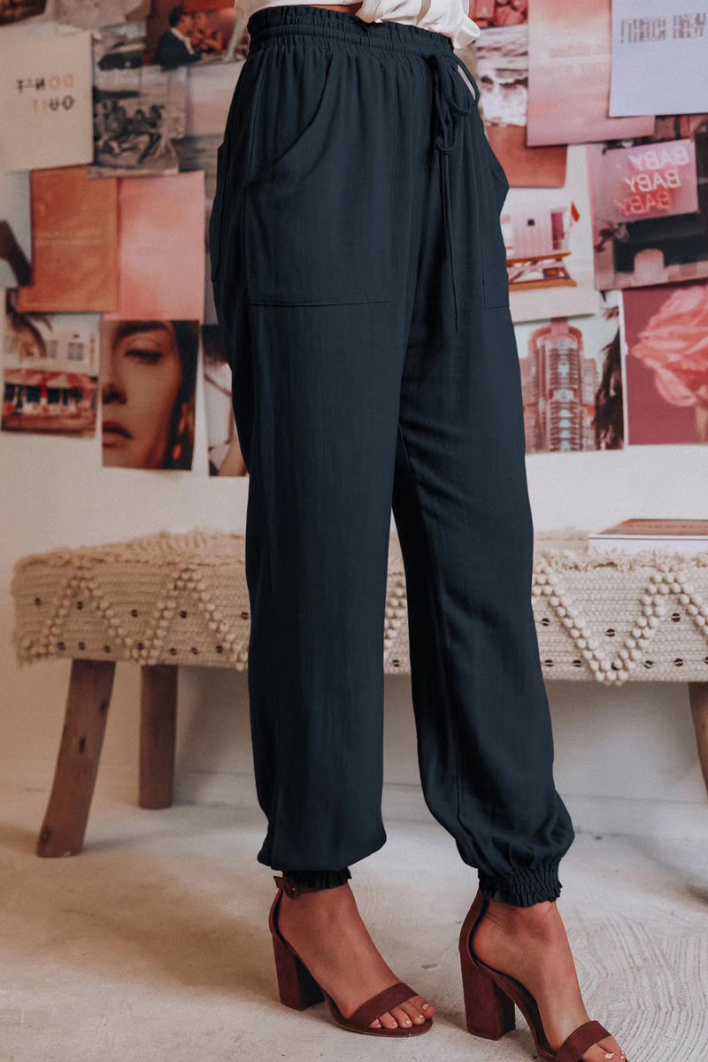 Drawstring Color Loose Long Pants