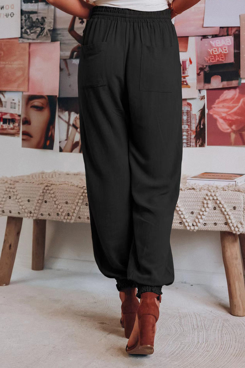 Drawstring Color Loose Long Pants