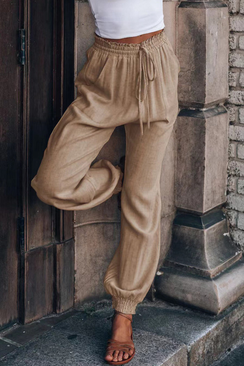 Drawstring Color Loose Long Pants