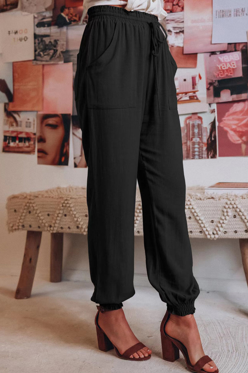 Drawstring Color Loose Long Pants