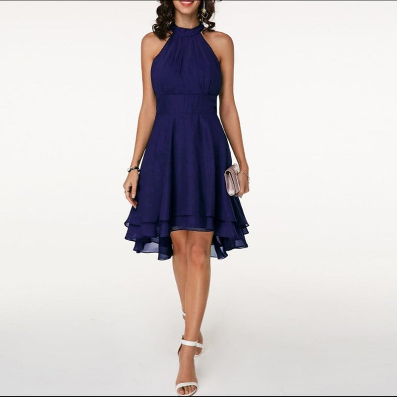 Dress Halter Sleeveless Cropped Layered Midi Dress