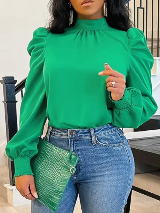 Turtleneck Ruffle Design Blouse Bo305