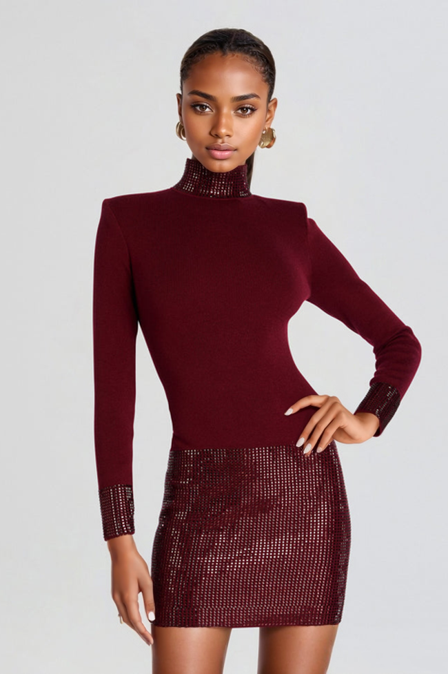 Frances Embellished Diamond High Neck Mini Dress