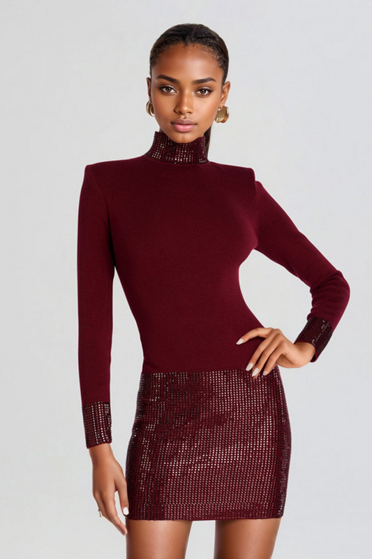 Frances Embellished Diamond High Neck Mini Dress