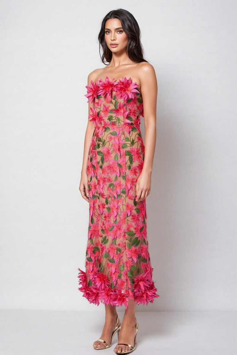 Adame 3d Mesh Midi Dress