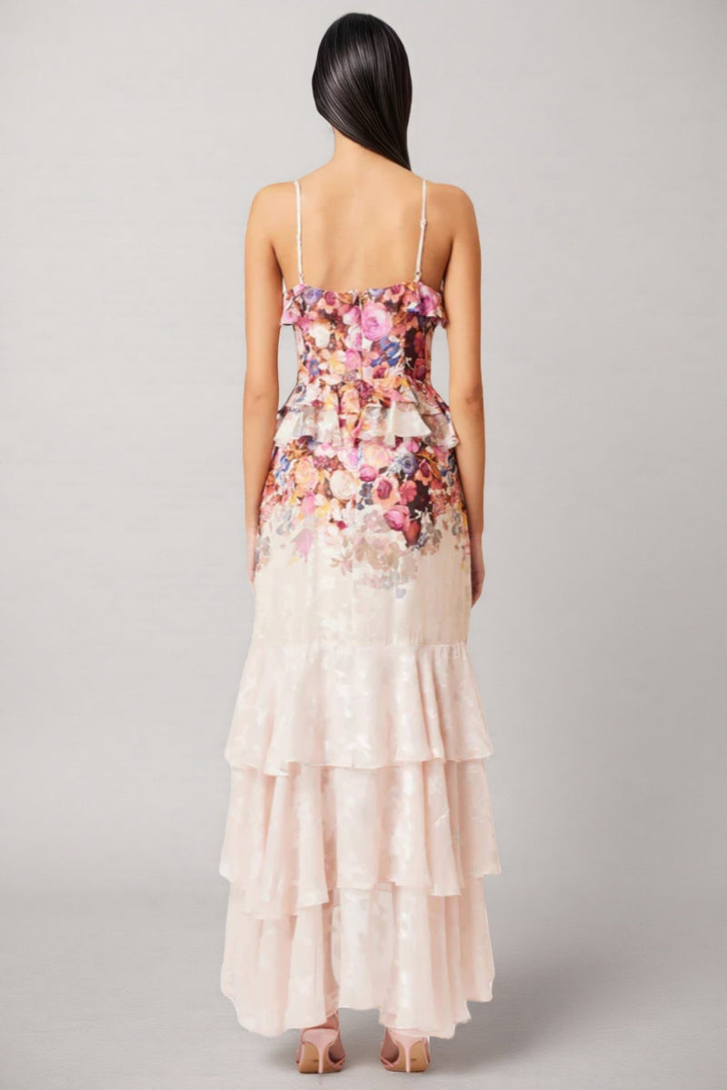 Anwes Pink Frilled Maxi Dress