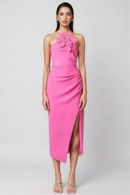 Lorrlk Pink 3d Midi Dress