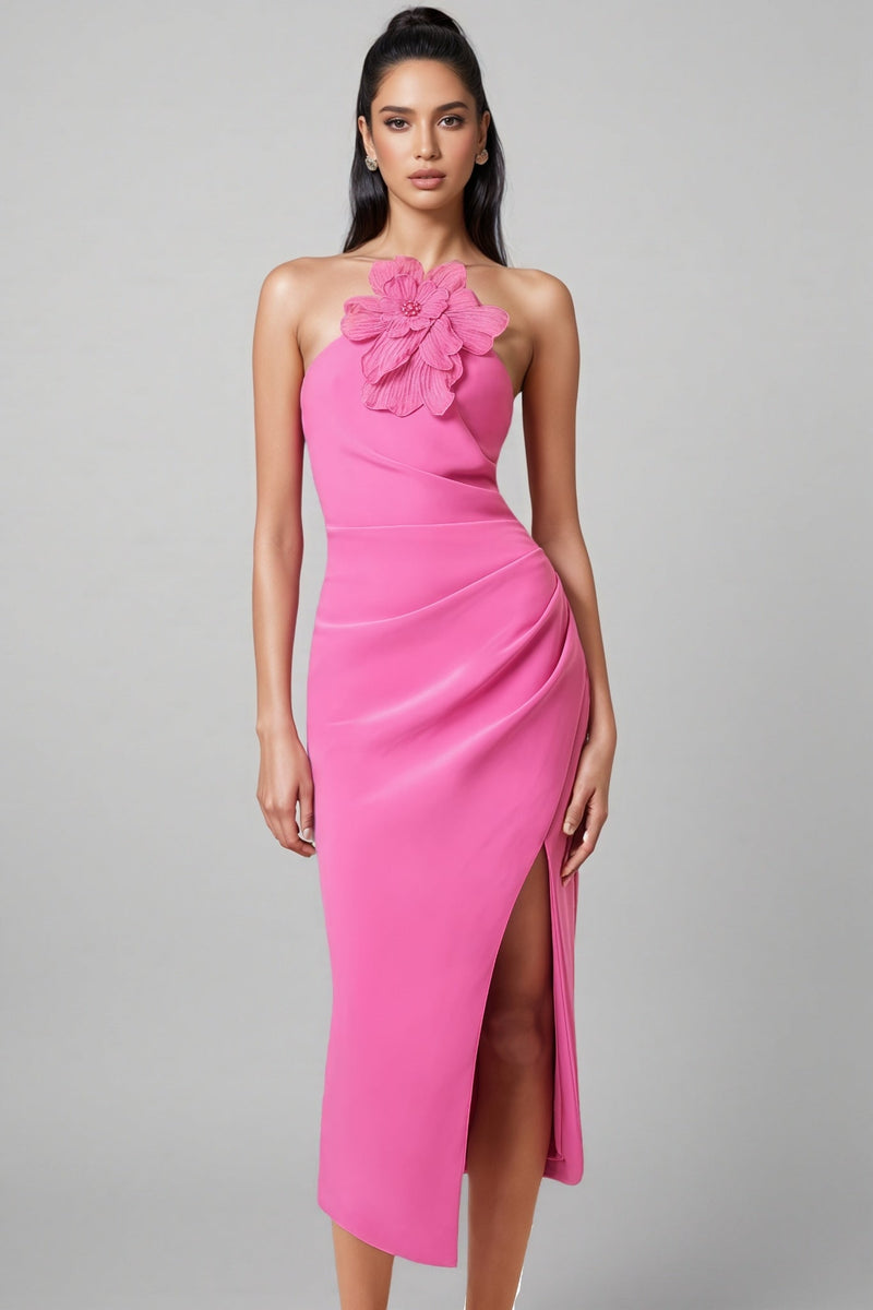 Lorrlk Pink 3d Midi Dress