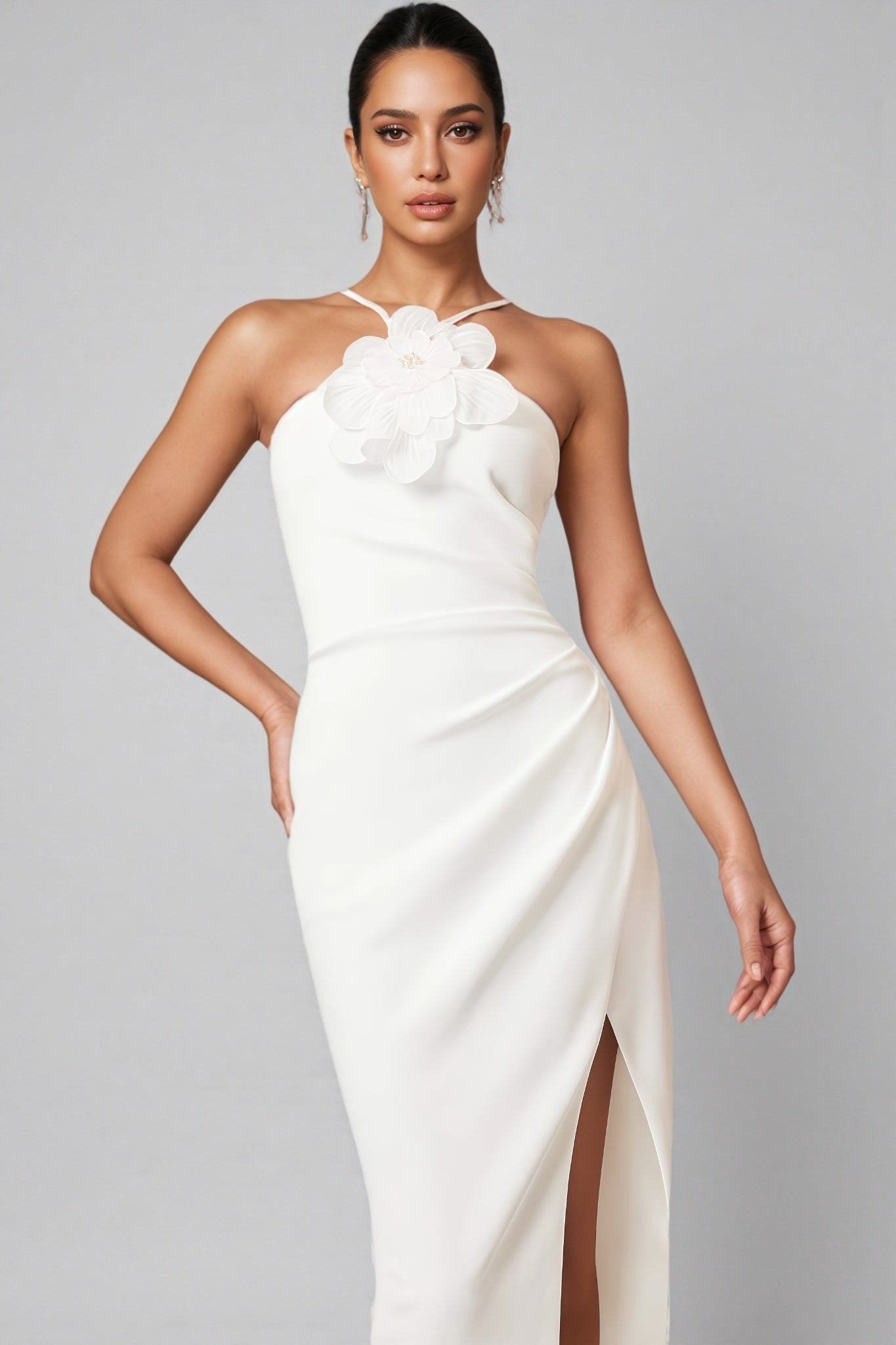 Kaelt White 3d Midi Dress
