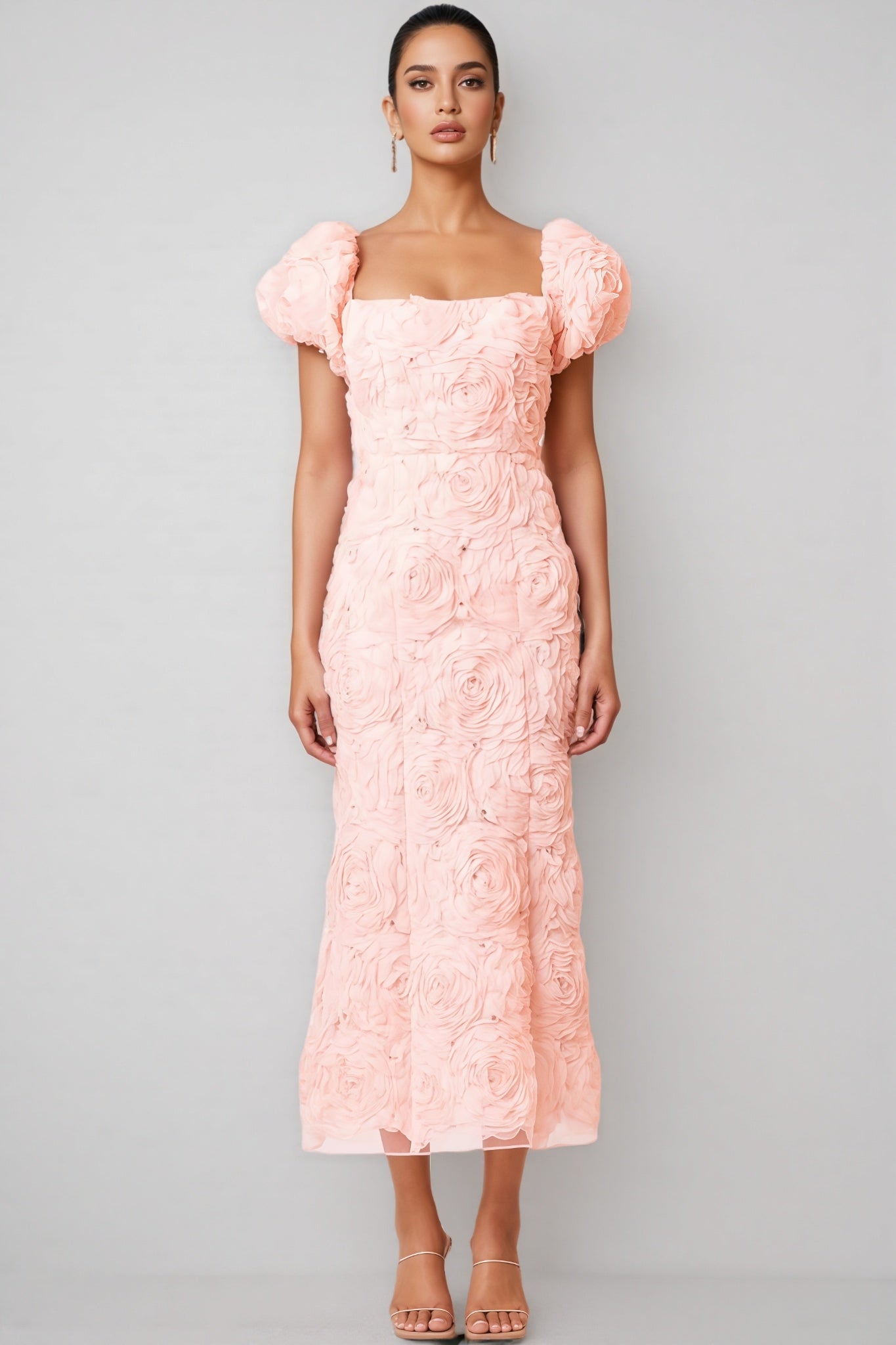 Livia Pink 3d Midi Dress