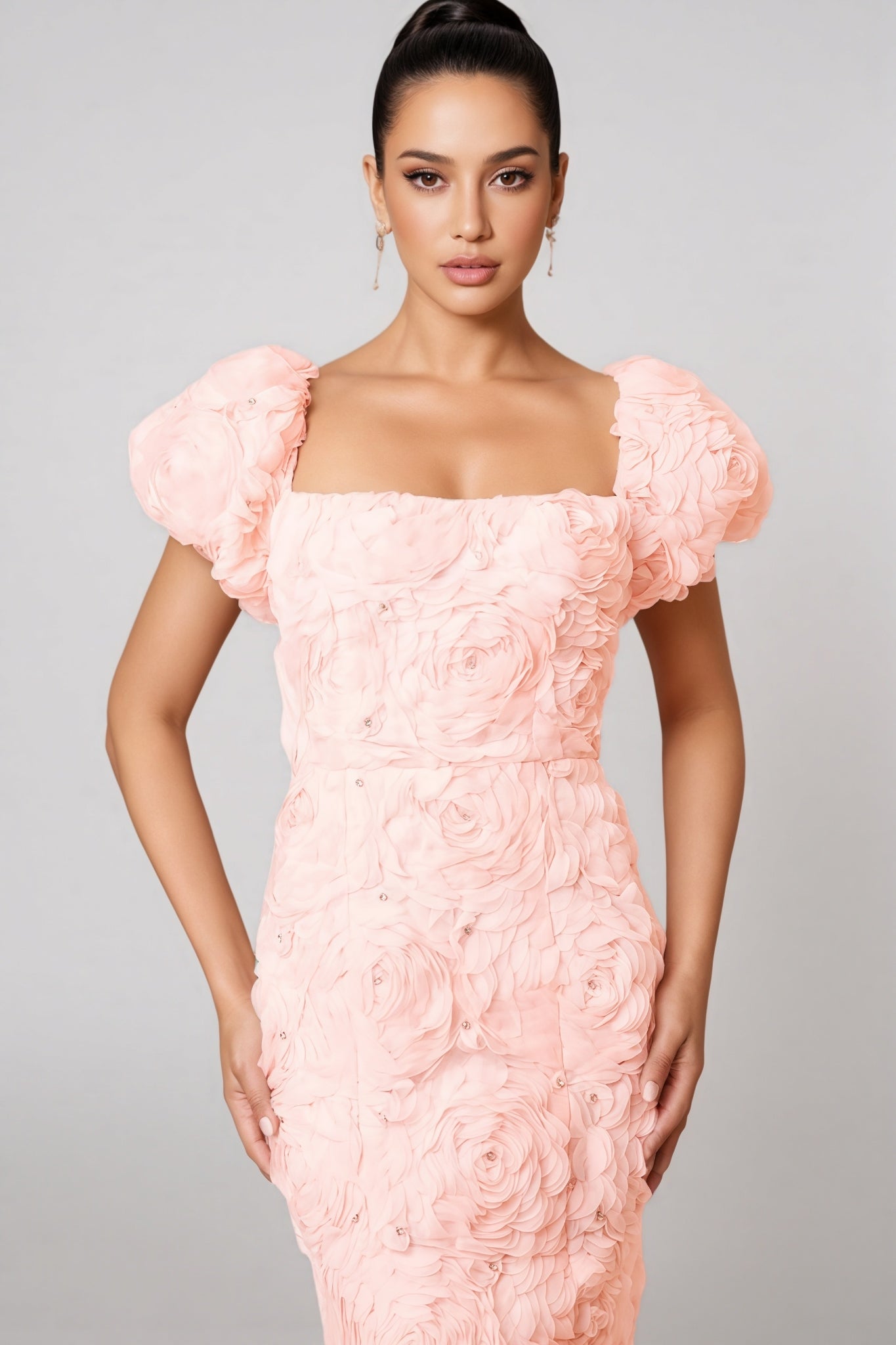Livia Pink 3d Midi Dress