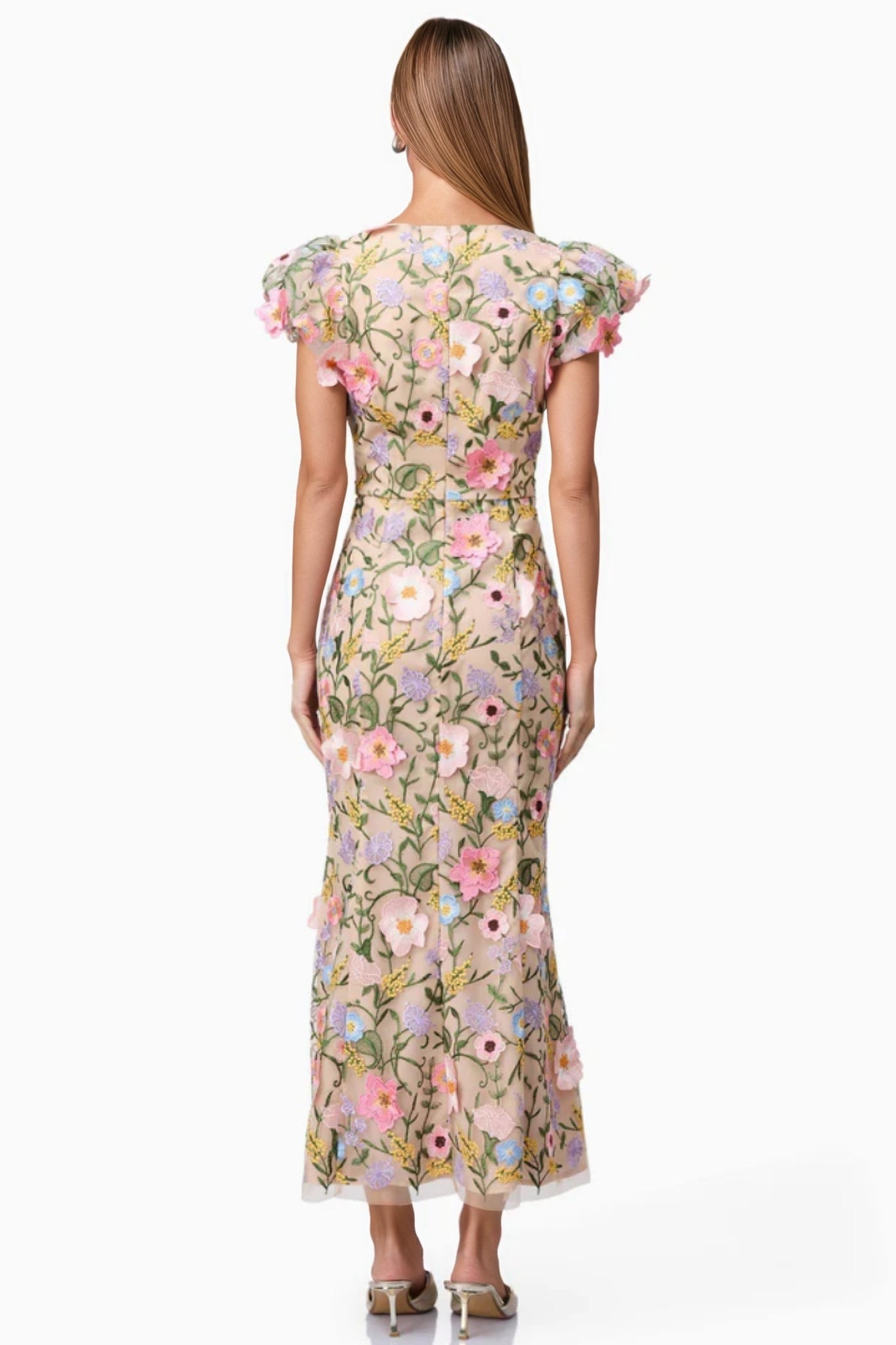 Noahsd Embroidered 3d Flower Maxi Dress