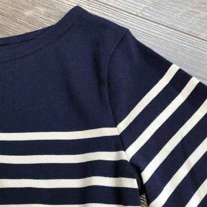 Long Sleeve Striped Combed Cotton T-shirt for