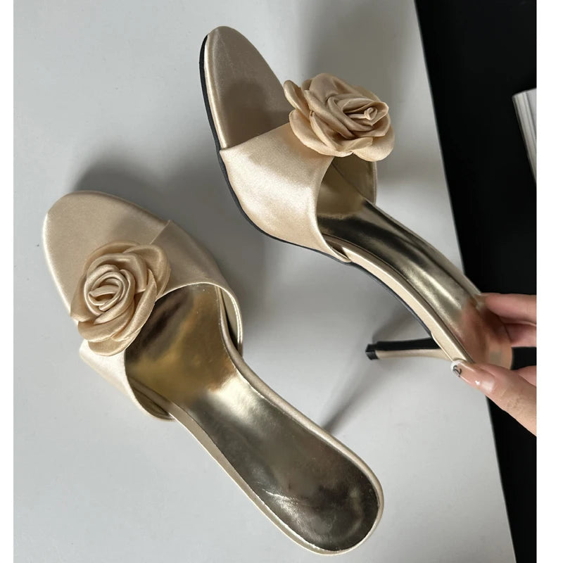 Summer Narrow Band Party Stripper Slippers Mules Slides Shoes Low Heel Pumps