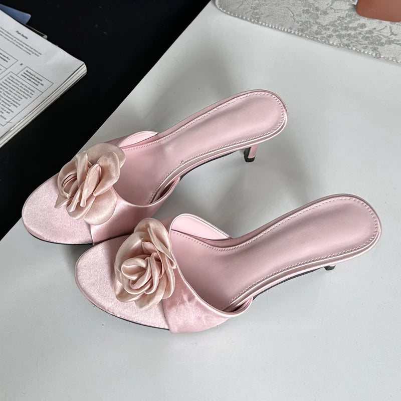 Summer Narrow Band Party Stripper Slippers Mules Slides Shoes Low Heel Pumps