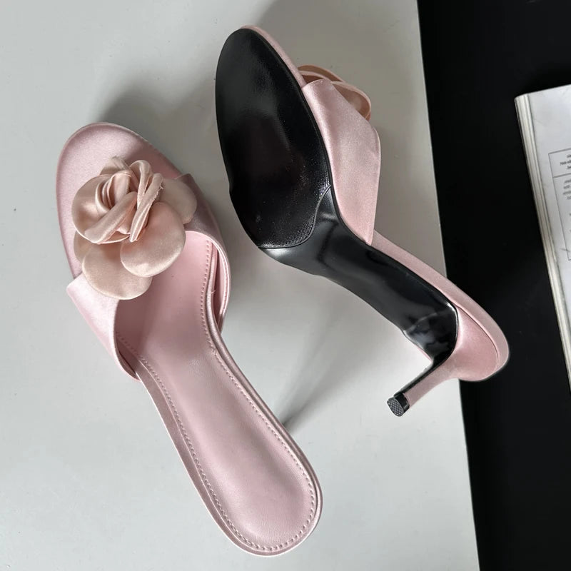 Summer Narrow Band Party Stripper Slippers Mules Slides Shoes Low Heel Pumps