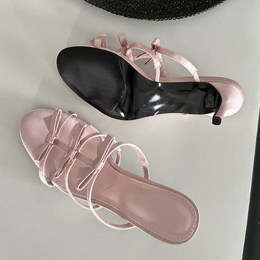 Design Narrow Band Summer Beach Stripper Slippers Slides Shoes Low Heel Pumps