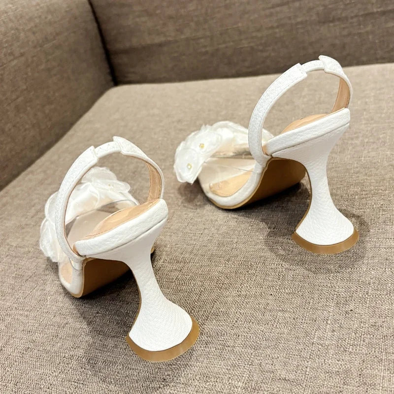Designer Slingbacks Pointed Toe Pvc Transparent Highs Party Shoes Low Heel Pumps