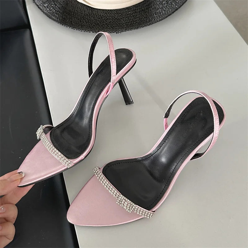 Buckle Pointed Toe Ankle Strap Thin Highs Party Shoes Low Heel Pumps